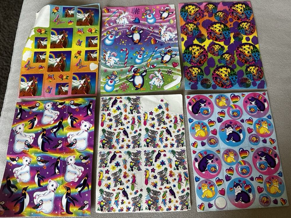 Lisa Frank Collectible Sticker Sheets Lot Of 6 Used Vintage 90’s Animals Rare
